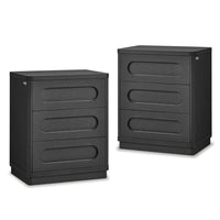 Sikaic Nightstand 2PCS Nightstand with 3 Drawers Black Black / Engineered Wood / Modern