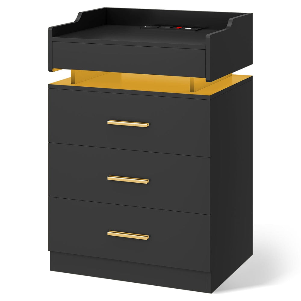 Sikaic Nightstand LED Nightstand Black Black / Engineered Wood / Modern