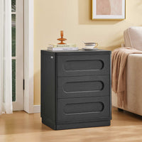 Sikaic Nightstand Nightstand with 3 Drawers Black Black / Engineered Wood / Modern