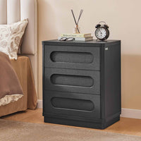 Sikaic Nightstand Nightstand with 3 Drawers Black Black / Engineered Wood / Modern