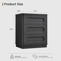 Sikaic Nightstand Nightstand with 3 Drawers Black Black / Engineered Wood / Modern