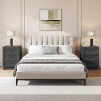 Sikaic Nightstand Nightstand with 3 Drawers Black Black / Engineered Wood / Modern