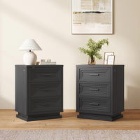 Sikaic Nightstand Nightstand with 3 Drawers Black Black / Engineered Wood / Modern