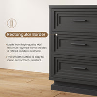 Sikaic Nightstand Nightstand with 3 Drawers Black Black / Engineered Wood / Modern