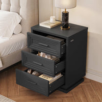 Sikaic Nightstand Nightstand with 3 Drawers Black Black / Engineered Wood / Modern
