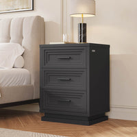 Sikaic Nightstand Nightstand with 3 Drawers Black Black / Engineered Wood / Modern