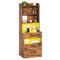 Sikaic Nightstand LED Tall Nightstand with Bookshelf Brown Brown / Engineered Wood / Modern