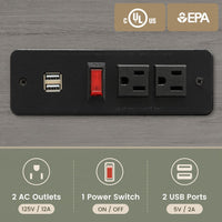 Sikaic Nightstand LED Nightstand with Hutch Drawers Charging Station Grey