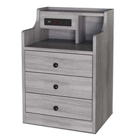 Sikaic Nightstand Nightstand with Charging Station Storage Drawers Grey Grey / Modern / Wood