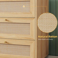 Sikaic Nightstand Rattan Nightstand with Charging Station Natural Natural / Engineered Wood / Bohemian