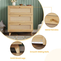 Sikaic Nightstand Rattan Nightstand with Charging Station Natural Natural / Engineered Wood / Bohemian