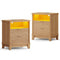 Sikaic Nightstand 2PCS Fluted Nightstand with Charging Station and Led Lights Natural Natural / Engineered Wood / Mid-Century