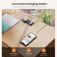 Sikaic Nightstand Fluted Nightstand with Charging Station and 3 Drawers Natural Natural / Engineered Wood / Modern