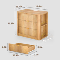 Sikaic Nightstand Fluted Nightstand with Charging Station Natural Oak Natural / Engineered Wood / Modern