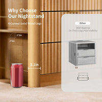 Sikaic Nightstand Fluted Nightstand with Charging Station Natural Oak Natural / Engineered Wood / Modern