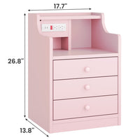Sikaic Nightstand LED Nightstand with 3 Storage Drawers Pink Pink / Engineered Wood / Modern