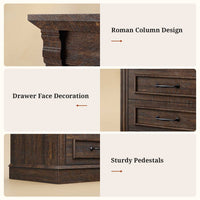 Sikaic Nightstand 61 Inches Tall Nightstand with Charging Station and LED Light Walnut Walnut Brown / Engineered Wood / Mid Century