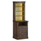 Sikaic Nightstand 61 Inches Tall Nightstand with Charging Station and LED Light Walnut Walnut Brown / Engineered Wood / Mid Century