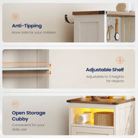 Sikaic Nightstand Tall Nightstand with Charging Station and Bookshelf White White / Engineered Wood / Farmhouse