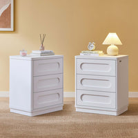 Sikaic Nightstand 2PCS Nightstand with 3 Drawers White White / Engineered Wood / Modern