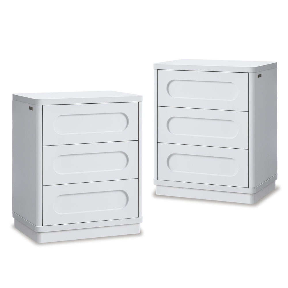 Sikaic Nightstand 2PCS Nightstand with 3 Drawers White White / Engineered Wood / Modern