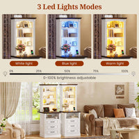 Sikaic Nightstand 61 Inches Tall Nightstand with Charging Station and LED Light White White / Engineered Wood / Modern