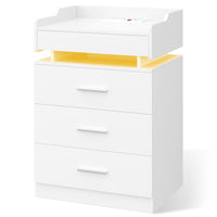 Sikaic Nightstand LED Nightstand White White / Engineered Wood / Modern