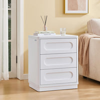 Sikaic Nightstand Nightstand with 3 Drawers White White / Engineered Wood / Modern