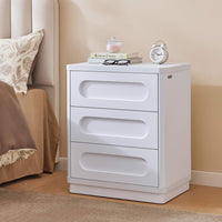 Sikaic Nightstand Nightstand with 3 Drawers White White / Engineered Wood / Modern
