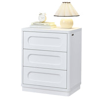 Sikaic Nightstand Nightstand with 3 Drawers White White / Engineered Wood / Modern