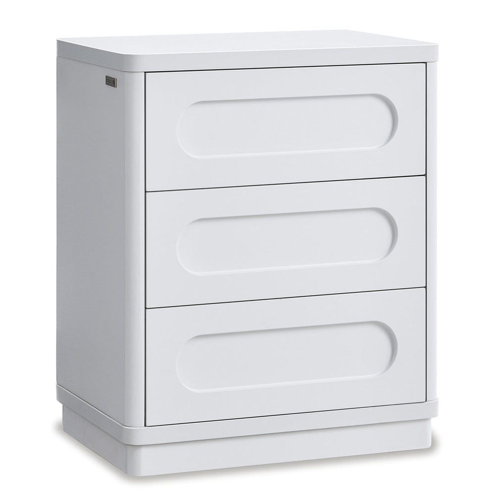 Sikaic Nightstand Nightstand with 3 Drawers White White / Engineered Wood / Modern