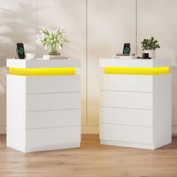 Sikaic Nightstand Nightstand with Sliding Top and 4 Drawers White White / Engineered Wood / Modern
