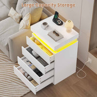 Sikaic Nightstand Nightstand with Sliding Top and 4 Drawers White White / Engineered Wood / Modern