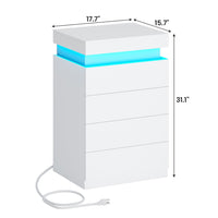 Sikaic Nightstand Nightstand with Sliding Top and 4 Drawers White White / Engineered Wood / Modern