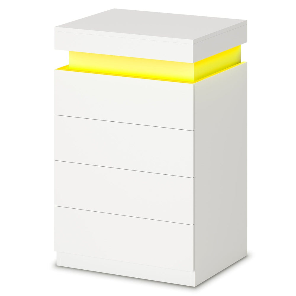 Sikaic Nightstand Nightstand with Sliding Top and 4 Drawers White White / Engineered Wood / Modern