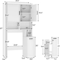 Sikaic Over The Toilet Storage Cabinet Over The Toilet Storage Cabinet with Pulley White White / Engineered Wood / Modern
