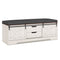 Sikaic Shoe Benches Shoe Benches with Cushion and Sliding Barn Doors White White / Engineered Wood / Farmhouse