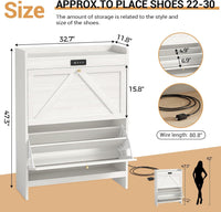 Sikaic Shoe Benches Deodorizing Shoe Cabinet with 2 Flip Drawers Walnut White White / Engineered Wood / Modern