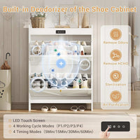 Sikaic Shoe Benches Deodorizing Shoe Cabinet with 2 Flip Drawers Walnut White White / Engineered Wood / Modern