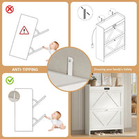 Sikaic Shoe Benches Deodorizing Shoe Cabinet with 2 Flip Drawers Walnut White White / Engineered Wood / Modern