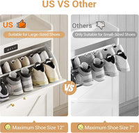 Sikaic Shoe Benches Deodorizing Shoe Cabinet with 2 Flip Drawers Walnut White White / Engineered Wood / Modern