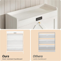 Sikaic Shoe Benches Deodorizing Shoe Cabinet with 2 Flip Drawers Walnut White White / Engineered Wood / Modern