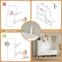 Sikaic Shoe Benches Shoe Benches with Bench and 2 Flip Drawers Walnut White White / Engineered Wood / Modern