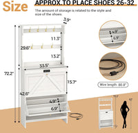Sikaic Shoe Benches Deodorizing Shoe Benches with Coat Rack and 2 Flip Drawers Walnut White White / Engineered Wood / Size