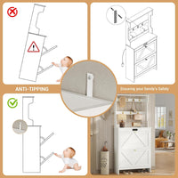 Sikaic Shoe Benches Deodorizing Shoe Benches with Coat Rack and 2 Flip Drawers Walnut White White / Engineered Wood / Size