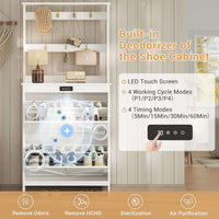 Sikaic Shoe Benches Deodorizing Shoe Benches with Coat Rack and 2 Flip Drawers Walnut White White / Engineered Wood / Size