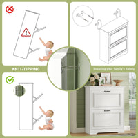 Sikaic Shoe Cabinet Shoe Cabinet with 2 Flip Drawers and Metal Flip Stand White White / Engineered Wood / Modern