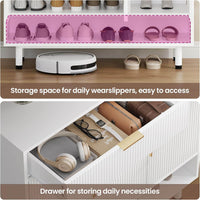 Sikaic Shoe Cabinet Shoe Cabinet with 3 Adjustable Shelves and Metal Legs White White / Engineered Wood / Modern