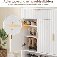 Sikaic Shoe Cabinet Shoe Cabinet with 3 Adjustable Shelves and Metal Legs White White / Engineered Wood / Modern