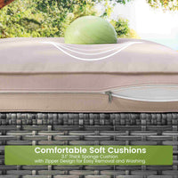 Sikaic Sofa 8PCS 7 Person Rattan Outdoor Sectional Sofa Seating Group Storage Table Set Red Beige Red Beige / Metal / Modern